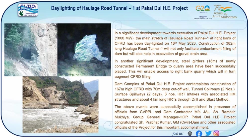 Daylighting of Haulage Road Tunnel-1 at Right Ban...