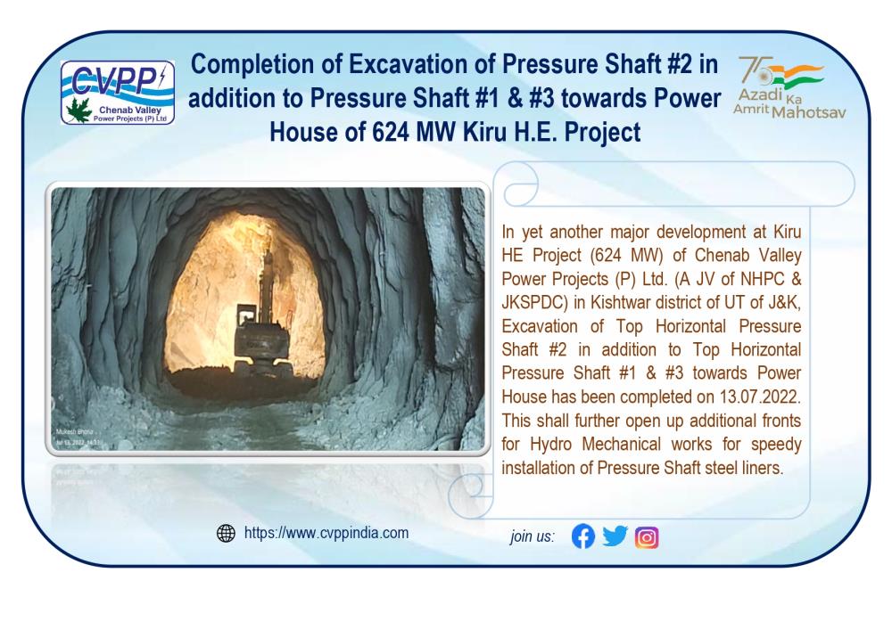 Completion of Excavation of Pressure Shaft #2 in ...
