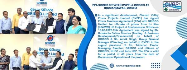 PPA signed between CVPPL & GRIDCO  at Bhubaneswar...