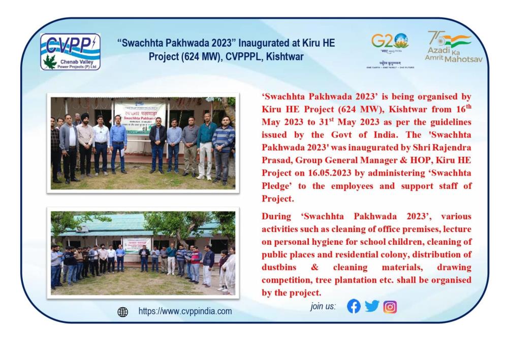 “Swachhta Pakhwada 2023” Inaugurated at Kiru HE P...