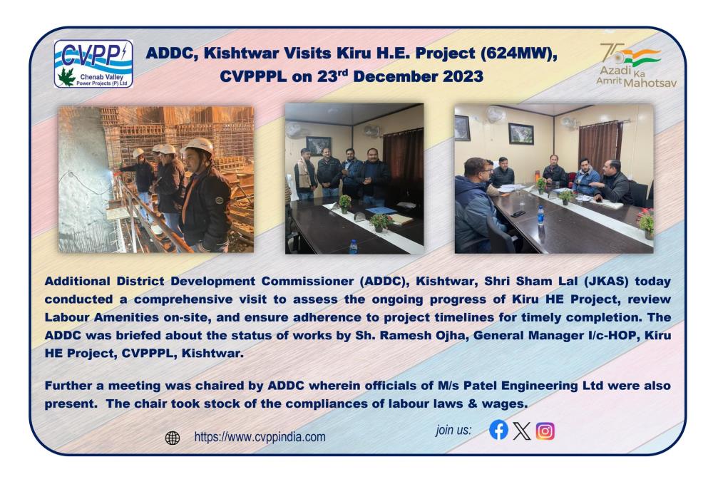 ADDC, Kishtwar Visits Kiru H.E. Project (624 MW),...