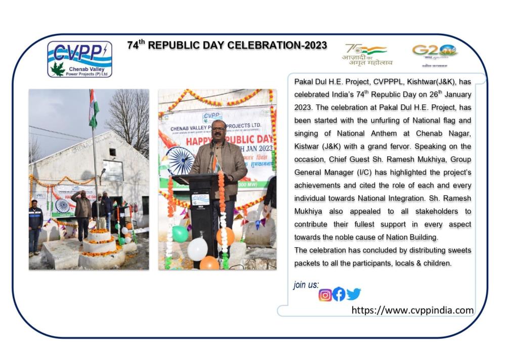 Pakal Dul H. E. Project celebrates 74th Republic ...