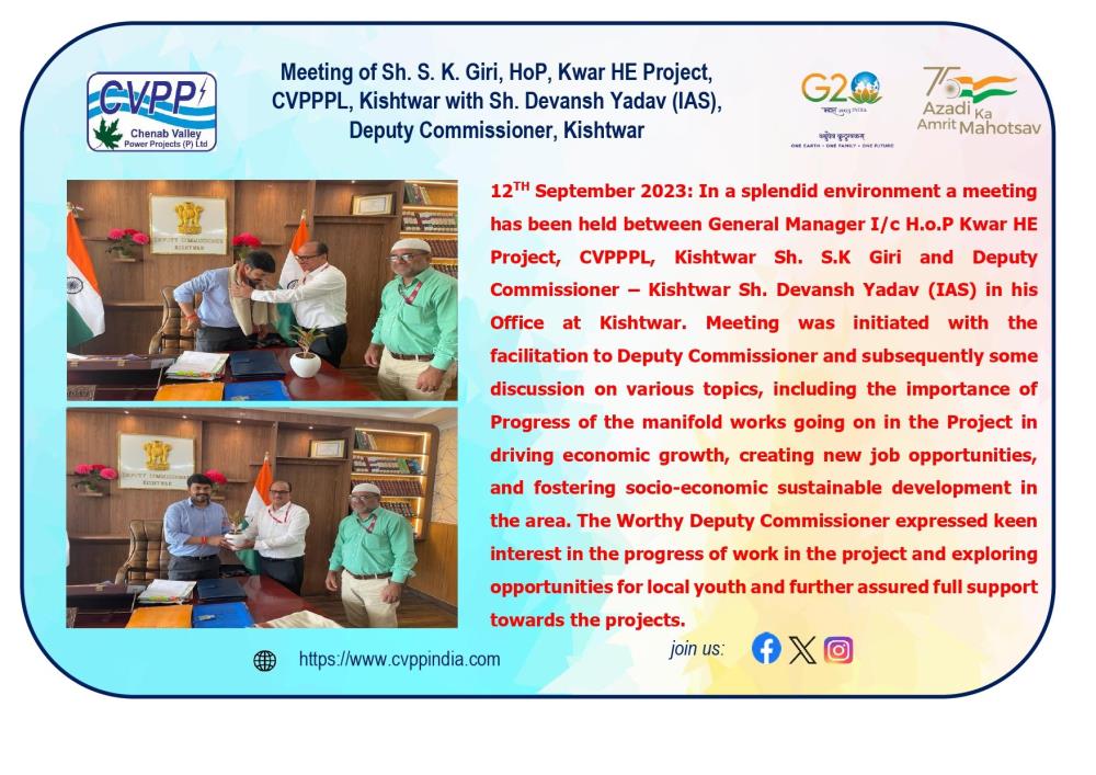 Meeting of Sh. S. K. Giri, HoP, Kwar HE Project, ...