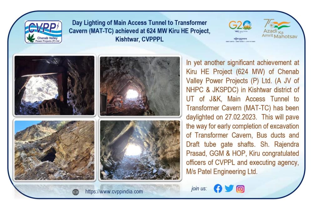 Day Lighting of Main Access Tunnel to Transformer...