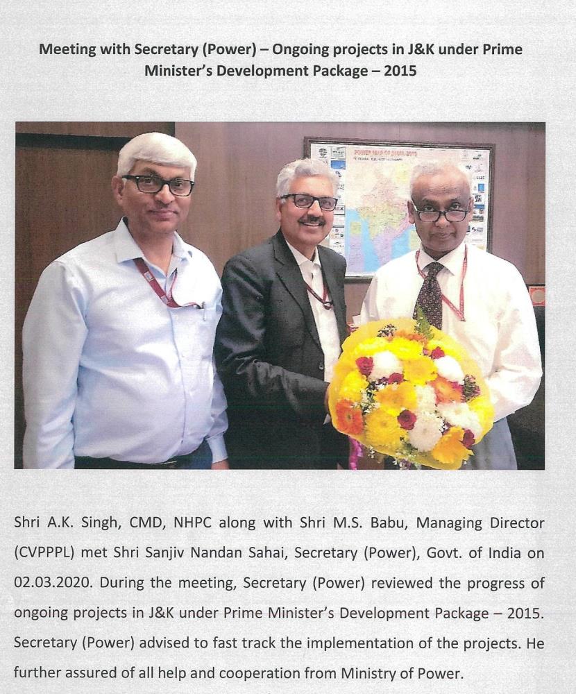 CMD-NHPC and MD-CVPPPL meet Secretary Power, GoI