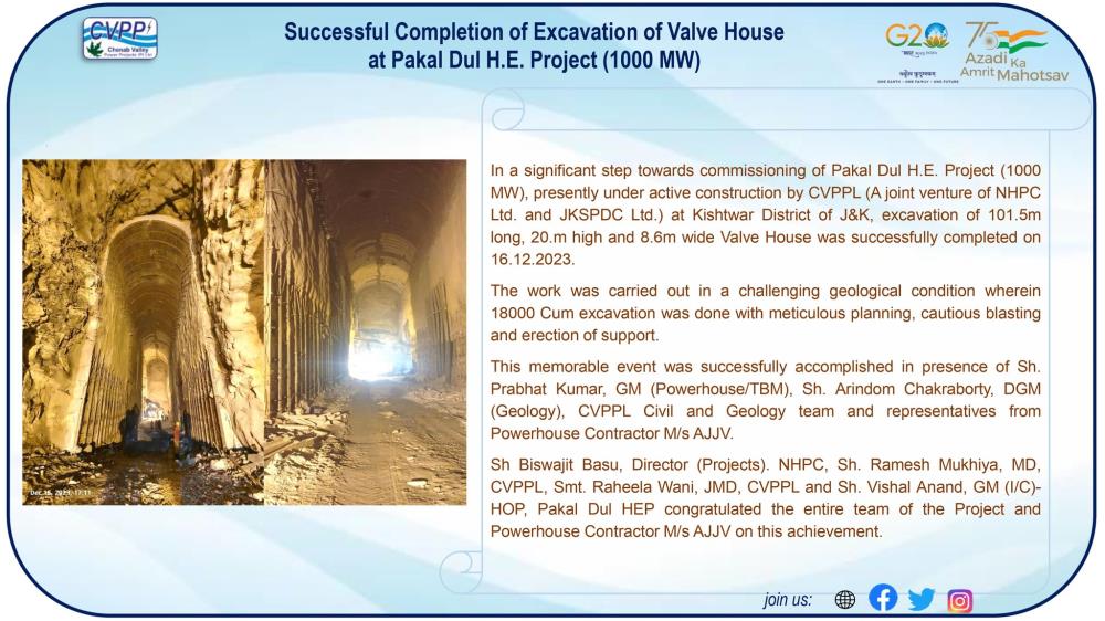 Successful completion of Excavation of Valve Hous...