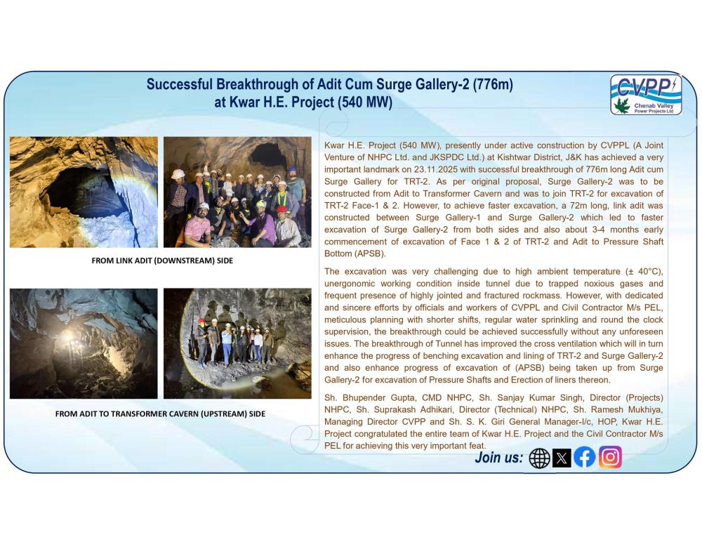 Successful Breakthrough of Adit Cum Surge Gallary...