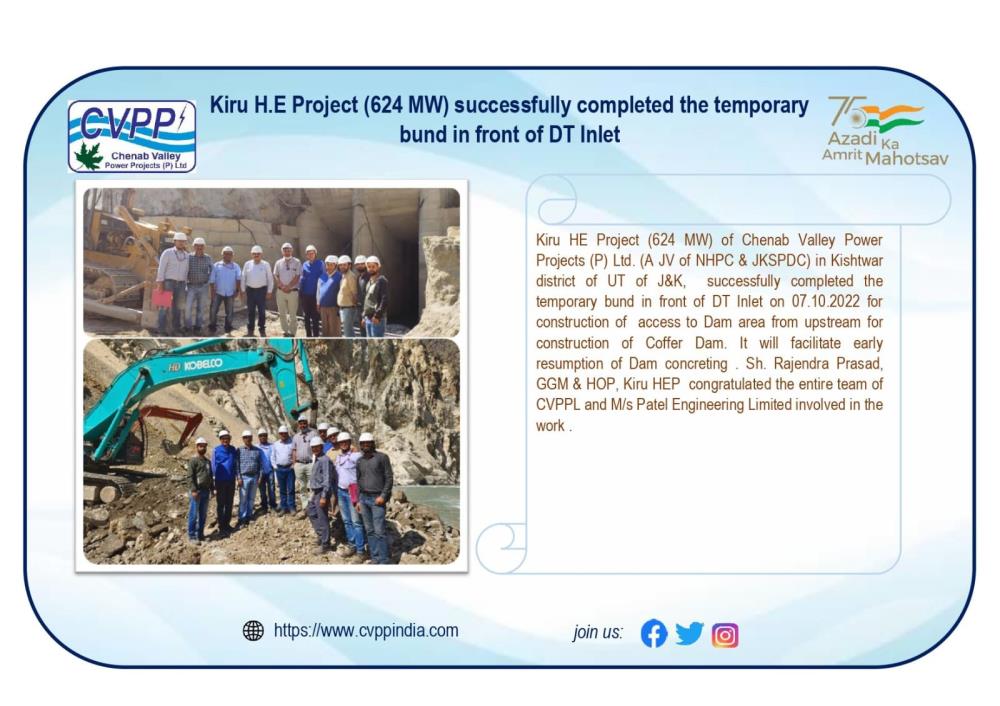Kiru H.E. Project (624 MW) Successfully Completed...