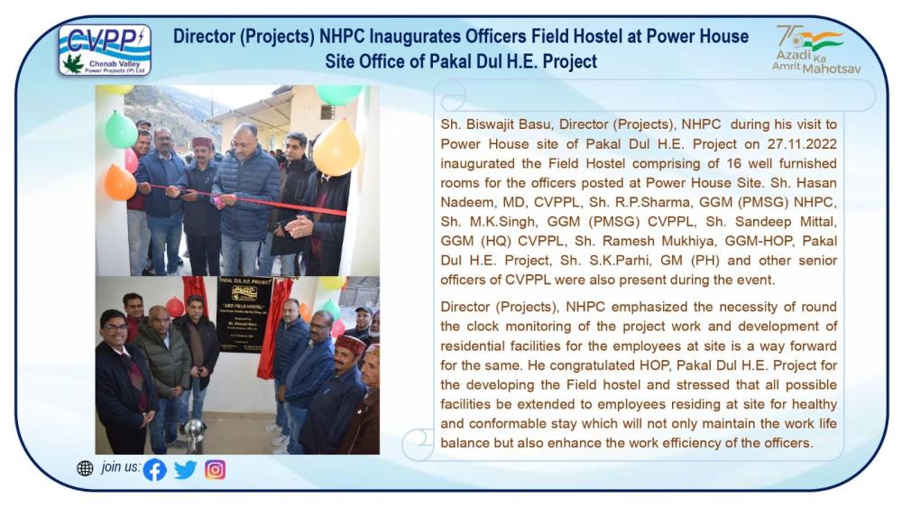 Director (Projects) NHPC Inaugurates Officers Fie...