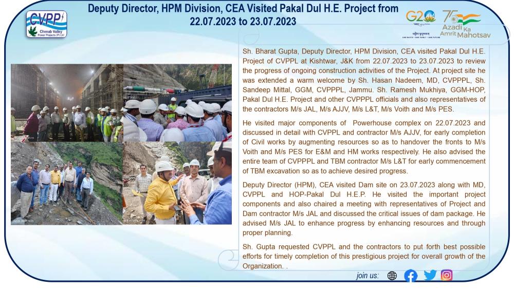 Deputy Director, HPM Division, CEA visited Pakal ...