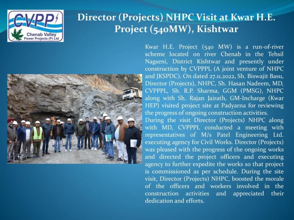 Director (Projects) NHPC visit at Kwar H.E. Proje...