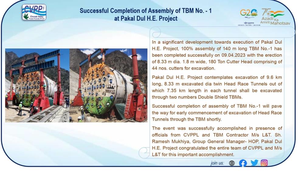 Successful Completion of Assembly of TBM No. 1 at...