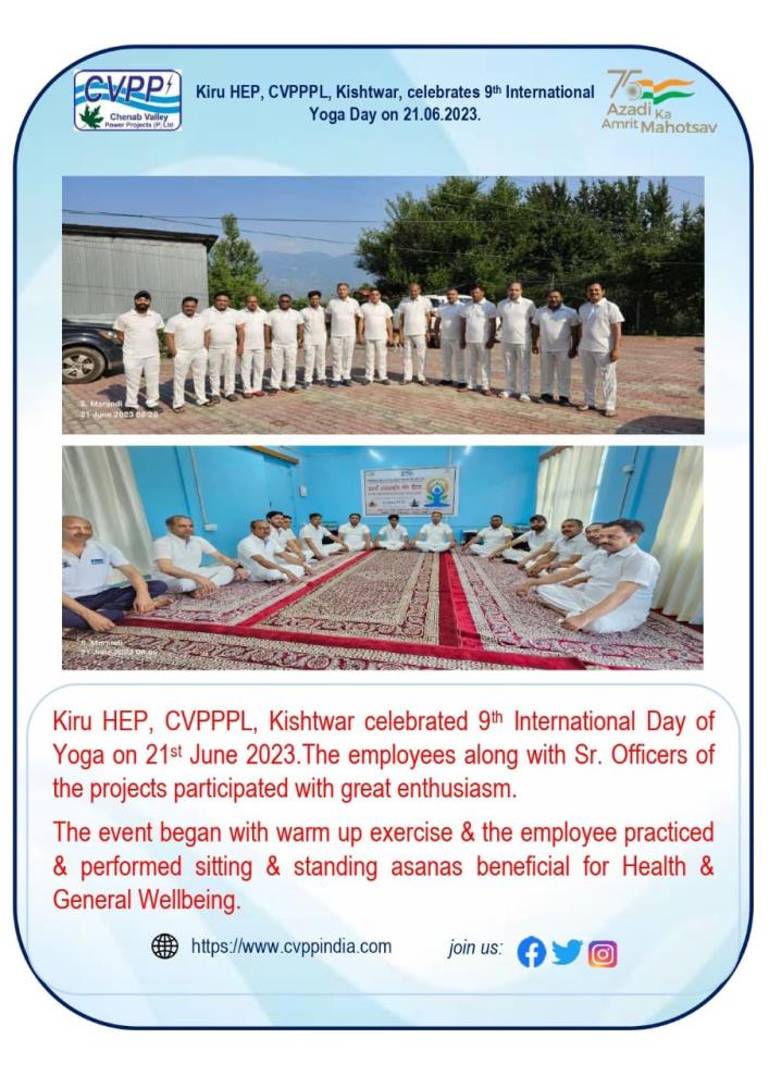 Kiru HEP, CVPPPL , Kishtwar, celebrates 9th Inter...