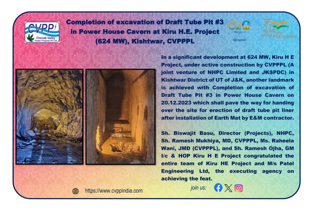 Completion of excavation of Draft Tube Pit #3 in ...