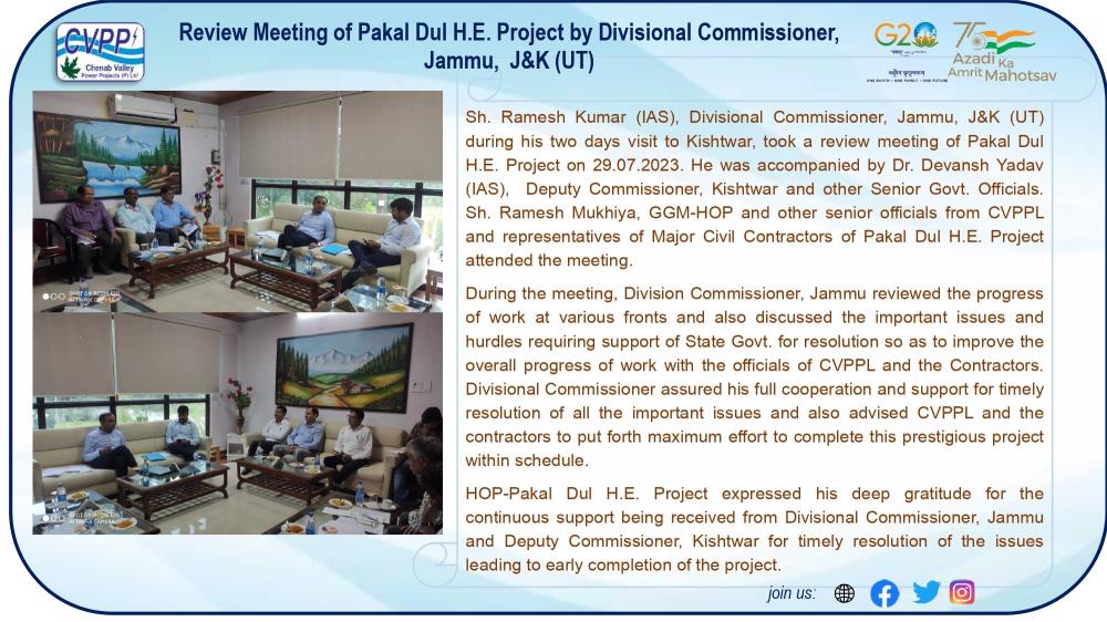 Review Meeting of Pakal Dul H. E. Project, CVPPPL...