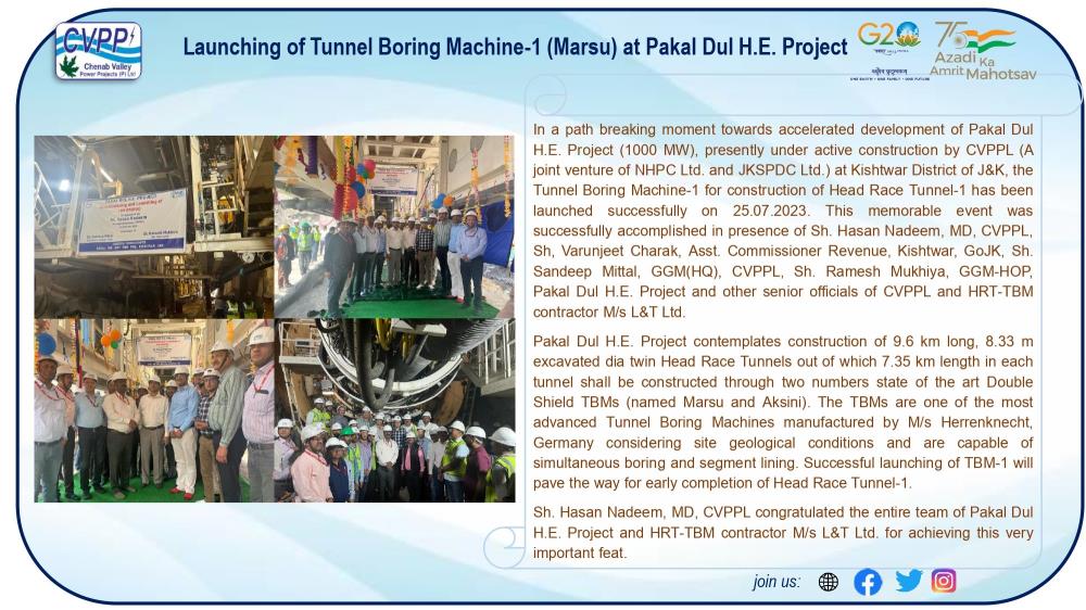 Launching of Tunnel Boring Machine-1 (Marsu) at P...