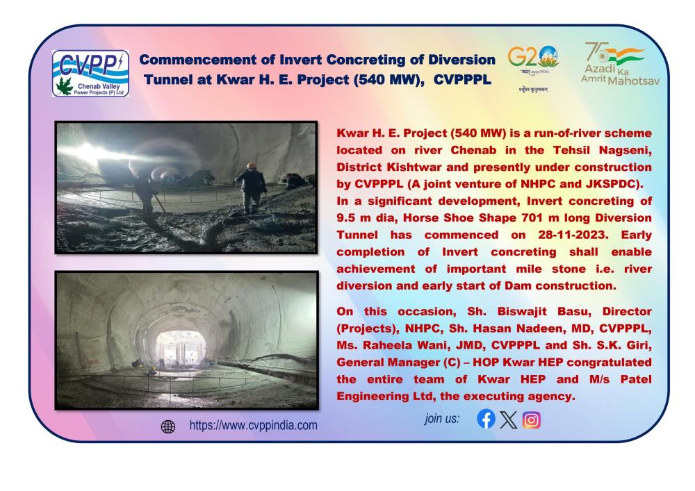 Commencement of Invert Concreting of Diversion Tu...