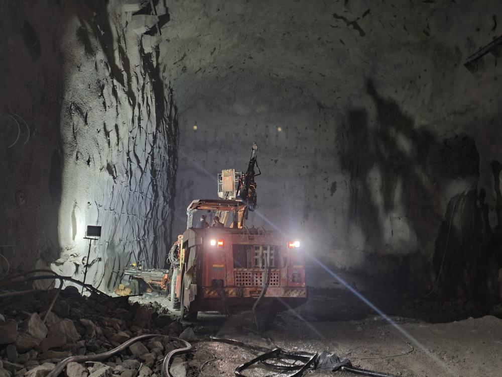 Installation of Rock bolts in u/s wall of Power House Cavern