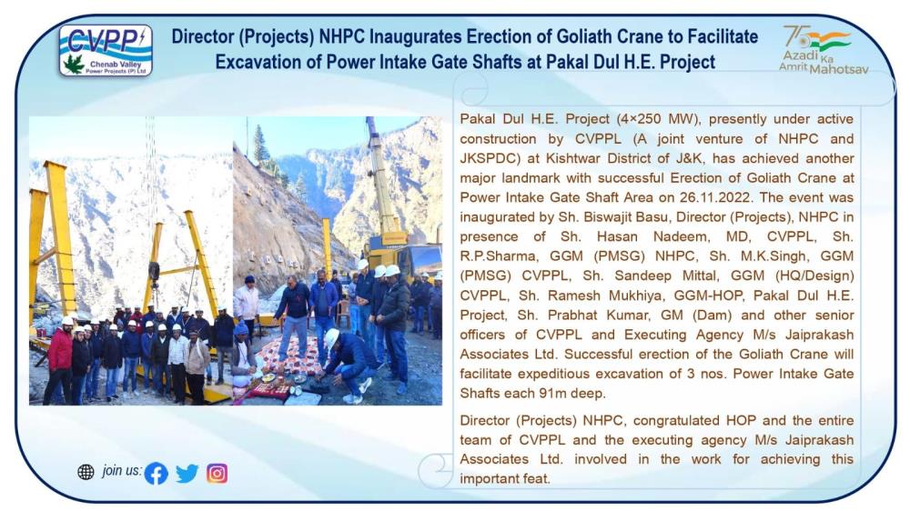 Director (Projects) NHPC Inaugurates Erection of ...