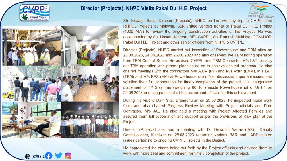 Director (Projects), NHPC visits Pakal Dul H. E. ...