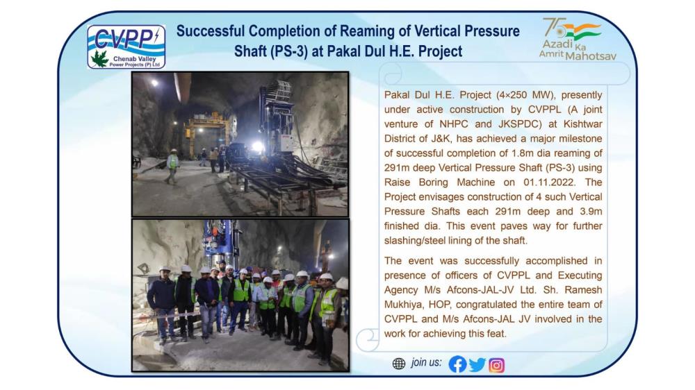 Successful Completion of Reaming of Vertical Pres...