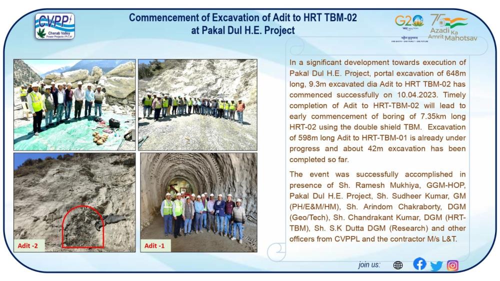 Commencement of Excavation of Adit to HRT TBM-02 ...