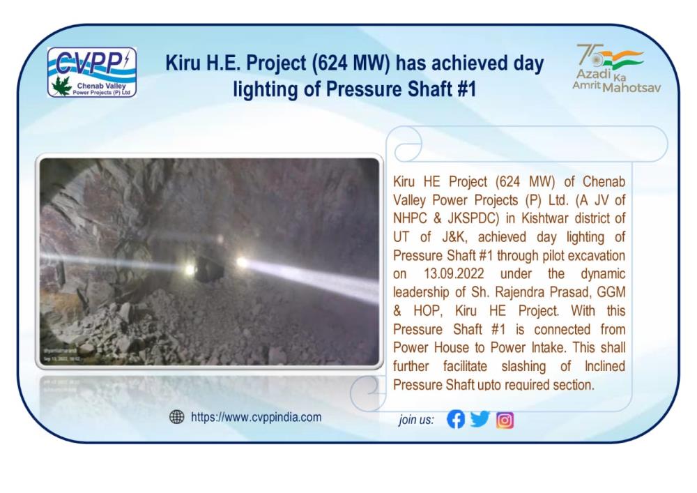 Kiru H.E. Project (624 MW) has achieved day light...