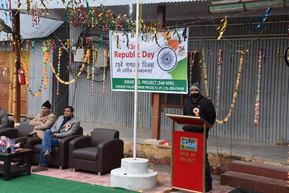 Celebration of 73rd Republic Day on 26-01-2022 at Kwar HE Project