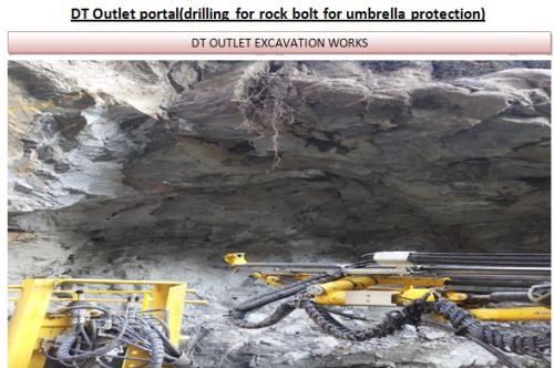 DT Outlet portal(drilling for rock bolt for umbrella protection)